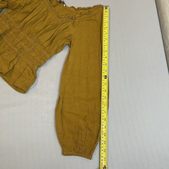 Madewell Sophia Top Womens XXS Antique Gold Textured Plaid Cropped Scoop Neck - Picture 8 of 10